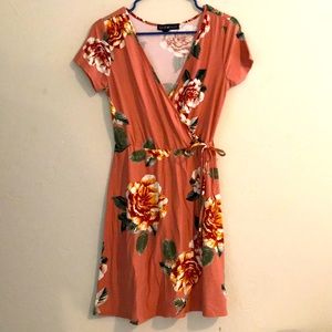 Coral floral dress